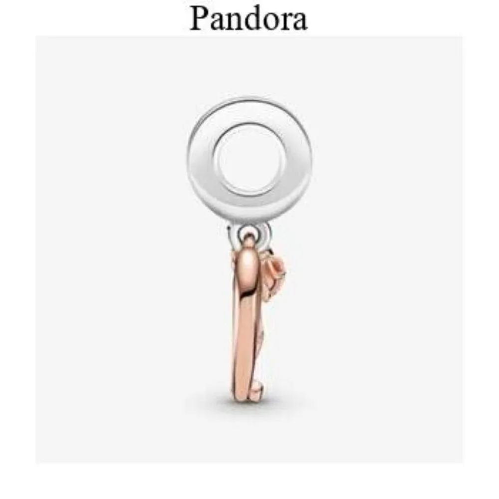 Pandora Heart & Rose Flower Dangle Charm